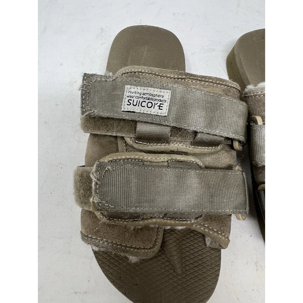 Suicoke MOTO Cab Slide Sandal Men's‎ size 4 Women's 6 Tan Shearling Lined